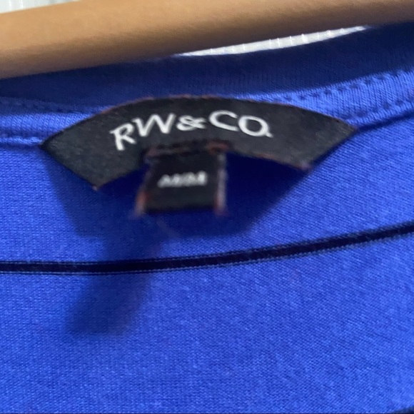 RW&Co Women's Short Sleeve Striped Flowy T-Shirt - Picture 3 of 4